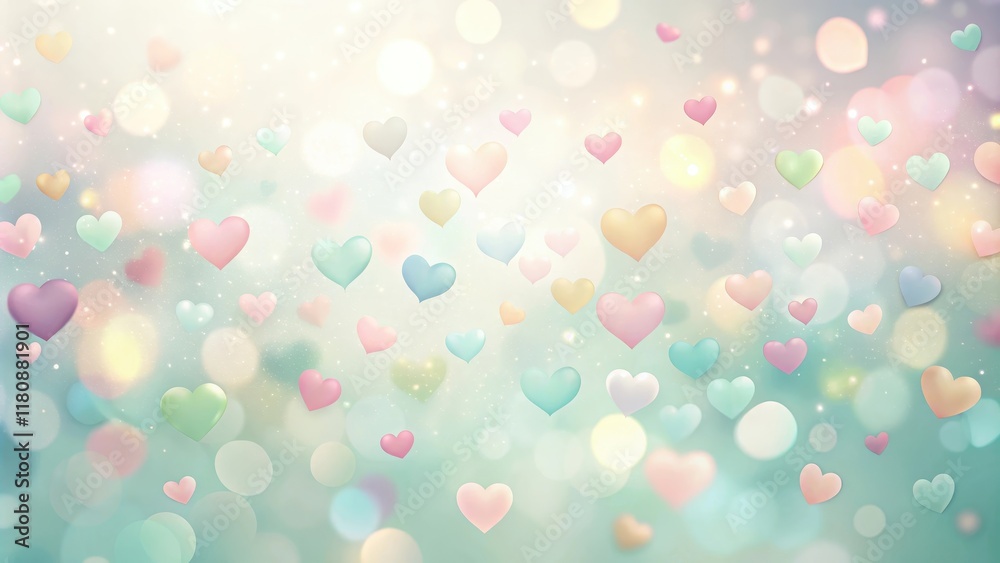 Pastel Hearts Floating on a Soft, Dreamy Background Pastel Hearts Floating on a Soft, Dreamy Background