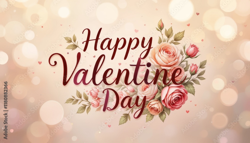 Obraz premium Happy Valentine Day Roses Floral Design