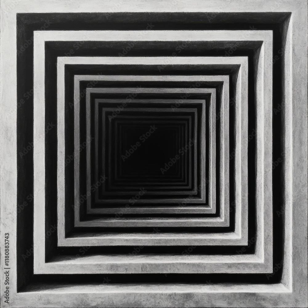 Geometric Inception Layers Inward Perspective Square Tunnel Pattern Monochrome Abstract Design Geometric Inception Layers Inward Perspective Square Tunnel Pattern Monochrome Abstract Design