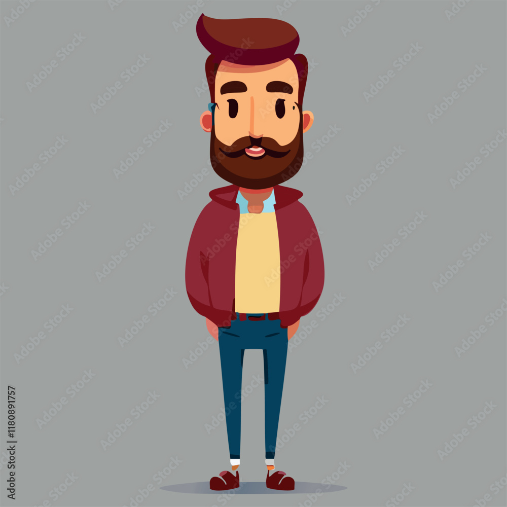 Trendy Bearded Man in Casual Urban Style Trendy Bearded Man in Casual Urban Style