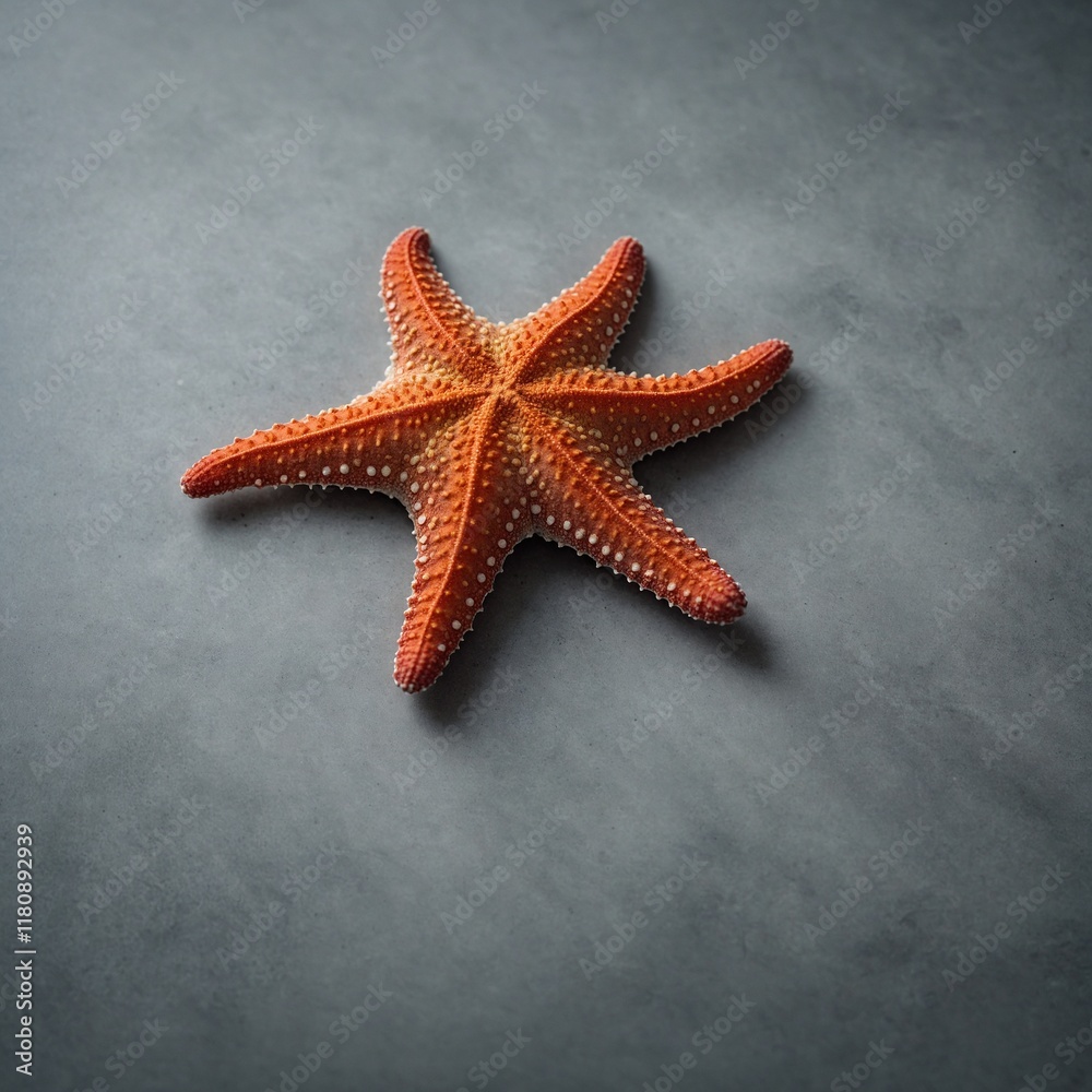 A realistic starfish on a light gray background. A realistic starfish on a light gray background.