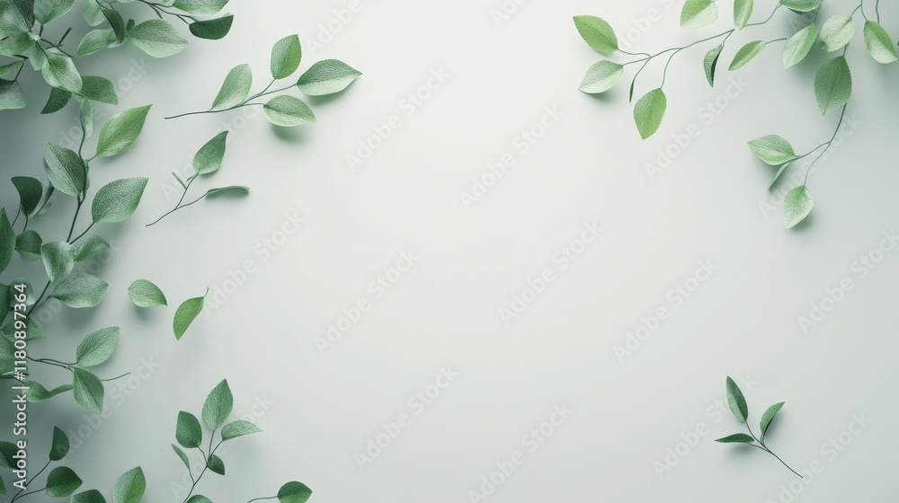Minimalist 3D Eco-Themed Design with Scattered Green Leaves on Soft Background - Isolated Elements and Clean Text Space Minimalist 3D Eco-Themed Design with Scattered Green Leaves on Soft Background - Isolated Elements and Clean Text Space