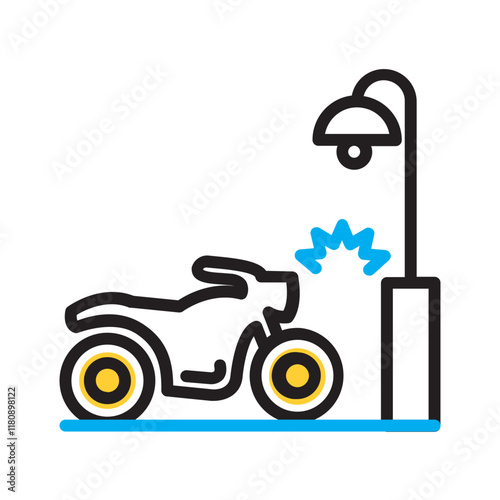 Vector multi color icon for Motorcycle accident