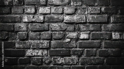 A textured black and white image of a weathered brick wall.