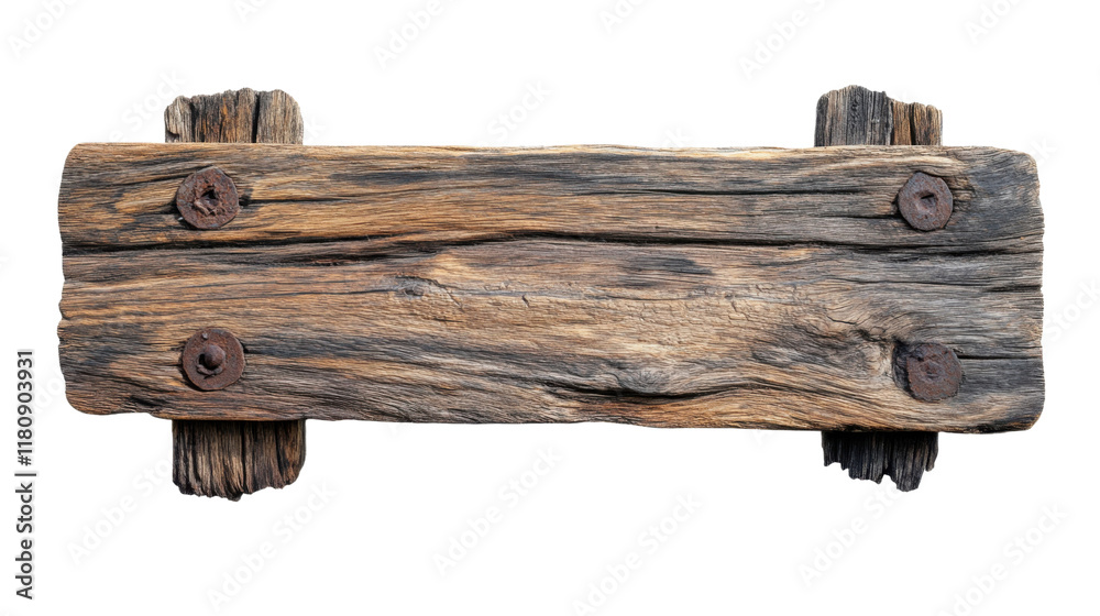 Fototapeta premium Wooden plank sign transparent background