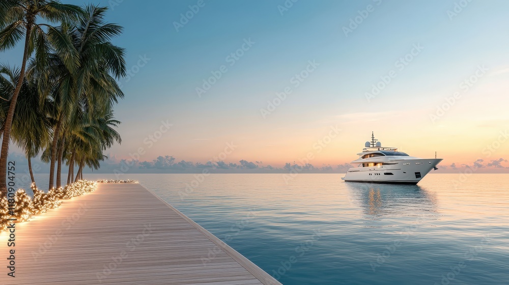 Obraz premium A large white boat is sailing in the ocean near a pier
