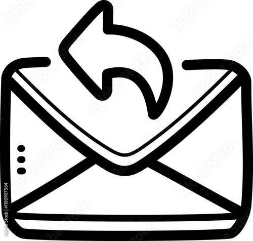 Email reply doodle vector icon and illustration
