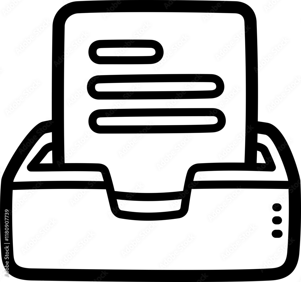 Inbox doodle vector icon and illustration