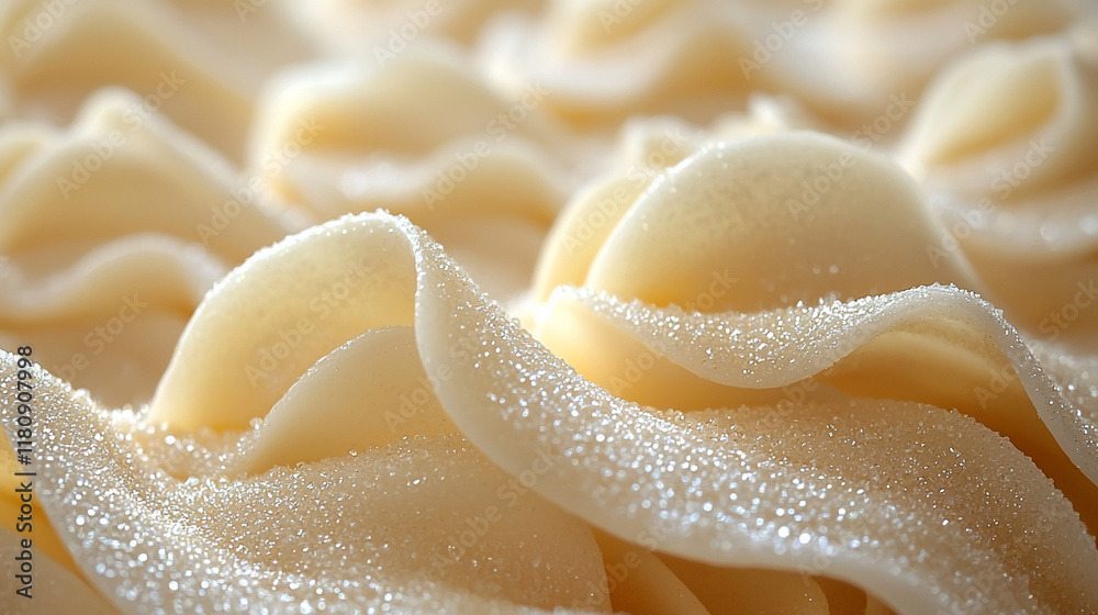 Close-up of creamy frosting with sugar crystals. Close-up of creamy frosting with sugar crystals.