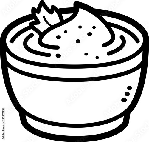 Mashed potatoes doodle vector icon and illustration