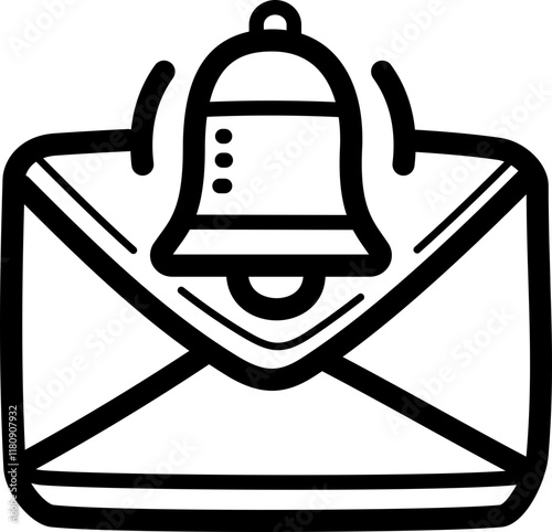 Email reminder doodle vector icon and illustration