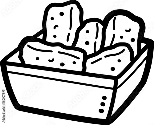 Chicken nuggets doodle vector icon and illustration