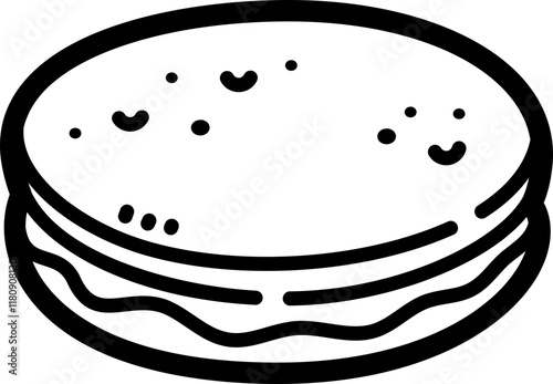 Dorayaki doodle vector icon and illustration