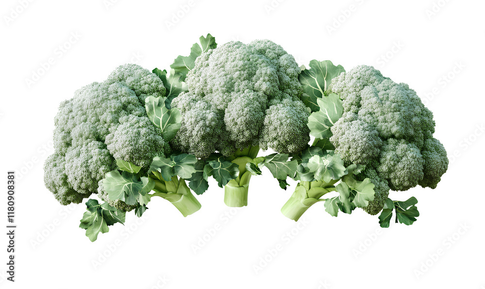 A bunch of broccoli isolated on a transparent background, with a white background png A bunch of broccoli isolated on a transparent background, with a white background png