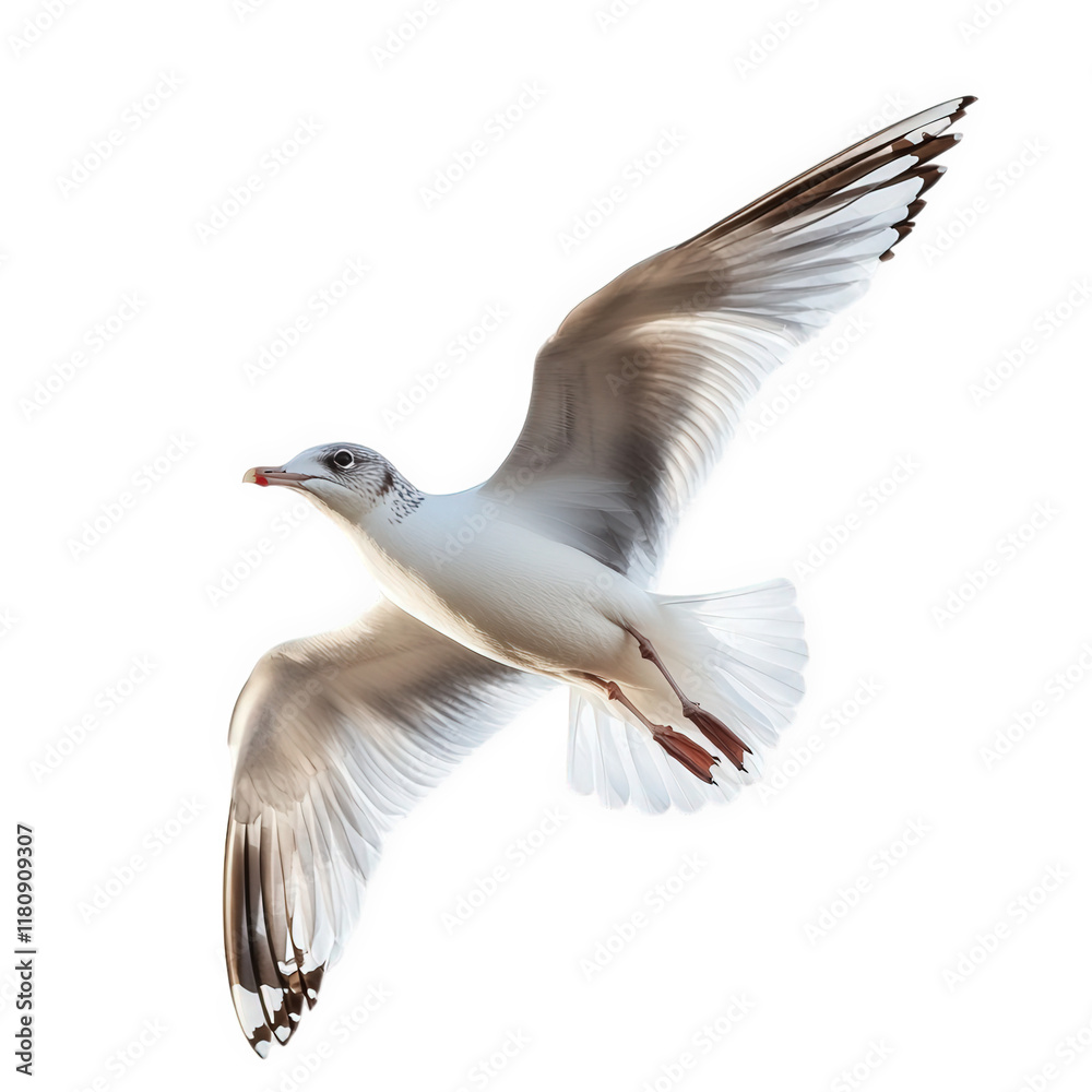 Fototapeta premium a graceful bird in flight. showcasing its wingspan and delicate features against a light background. symbolizing freedom and nature's beauty