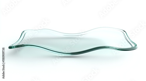 Elegant glass plate with a wavy design, isolated on a white background.