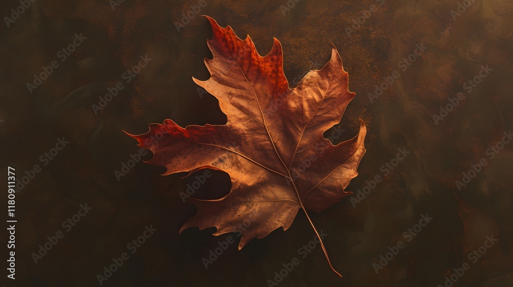 A single leaf on a dark background, emphasizing the intricate details of its structure for creative compositions A single leaf on a dark background, emphasizing the intricate details of its structure for creative compositions