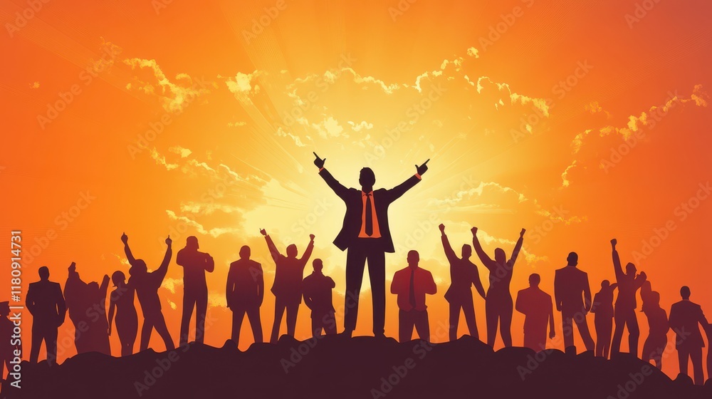 Business Leadership and Empowerment - A business leader empowering their team, giving a motivational speech, and encouraging their colleagues to work towards common goals and success Business Leadership and Empowerment - A business leader empowering their team, giving a motivational speech, and encouraging their colleagues to work towards common goals and success