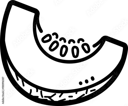 Melon slice doodle vector icon and illustration
