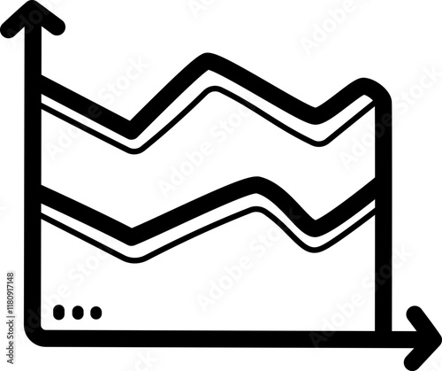 Stacked area chart doodle vector icon and illustration