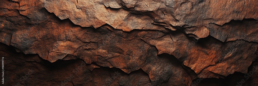 Rough, layered rock texture with deep browns and shadows. Rough, layered rock texture with deep browns and shadows.