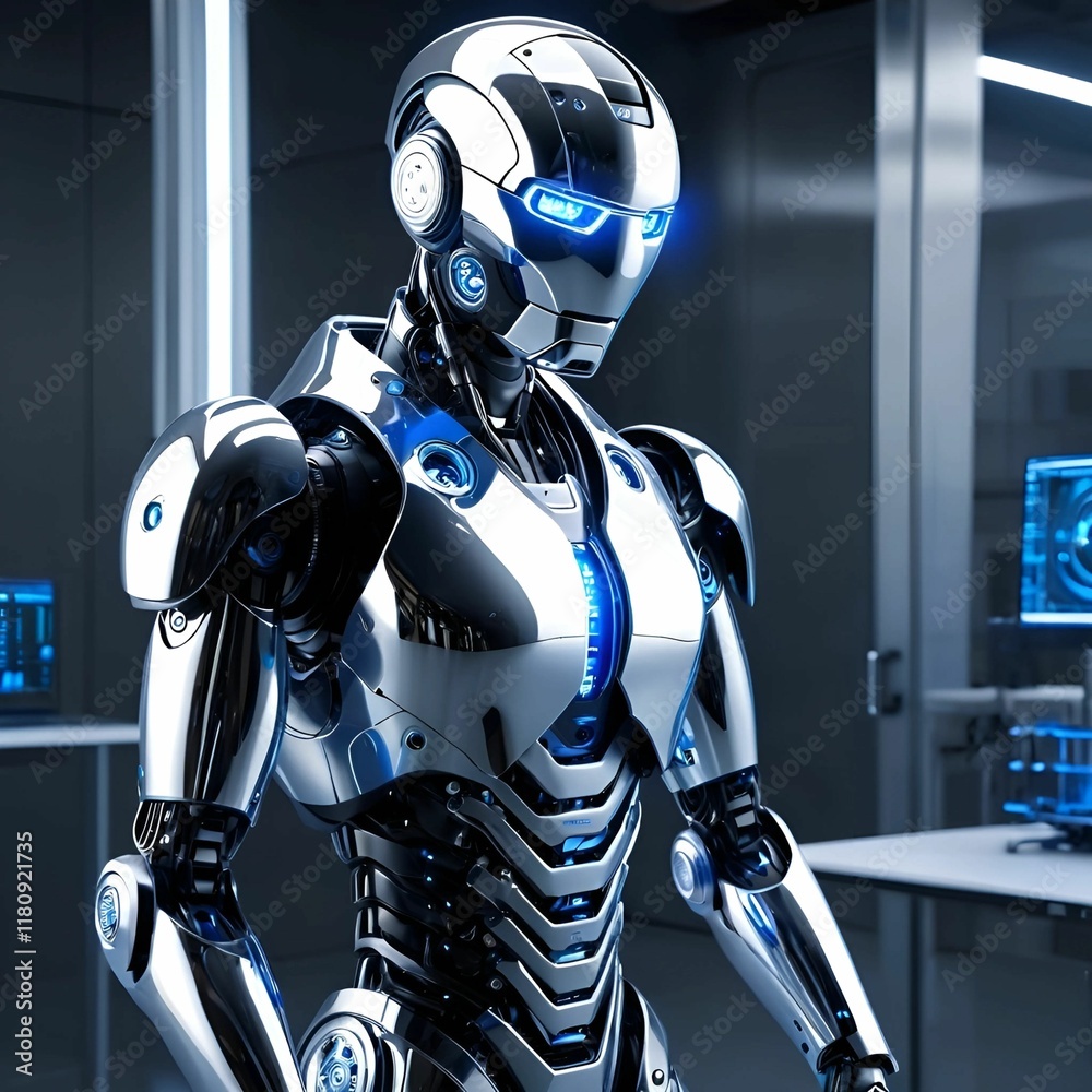 Humanoid Robot with Intricate Mechanical Components Humanoid Robot with Intricate Mechanical Components