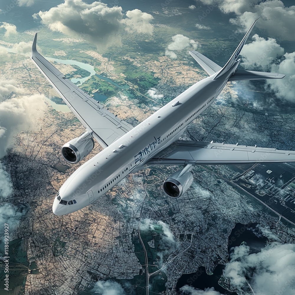 Fototapeta premium airliner with a maps