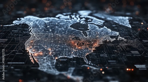 North America digital network map.