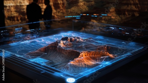Futuristic 3D Topographic Map Display