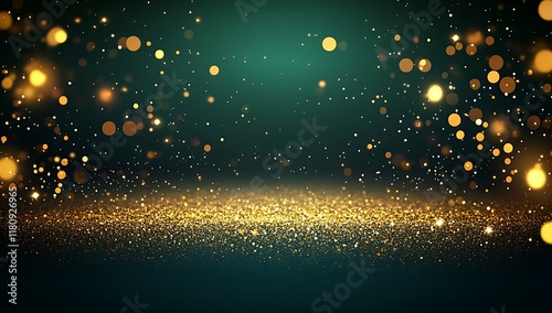 Wallpaper Mural Golden glitter sparkles on dark background; festive, celebratory scene. Torontodigital.ca