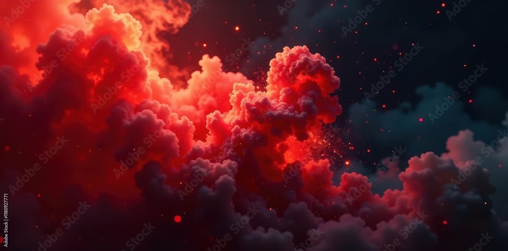 Fiery red and black explosion with smoke trails , lines, art, smoke Fiery red and black explosion with smoke trails , lines, art, smoke