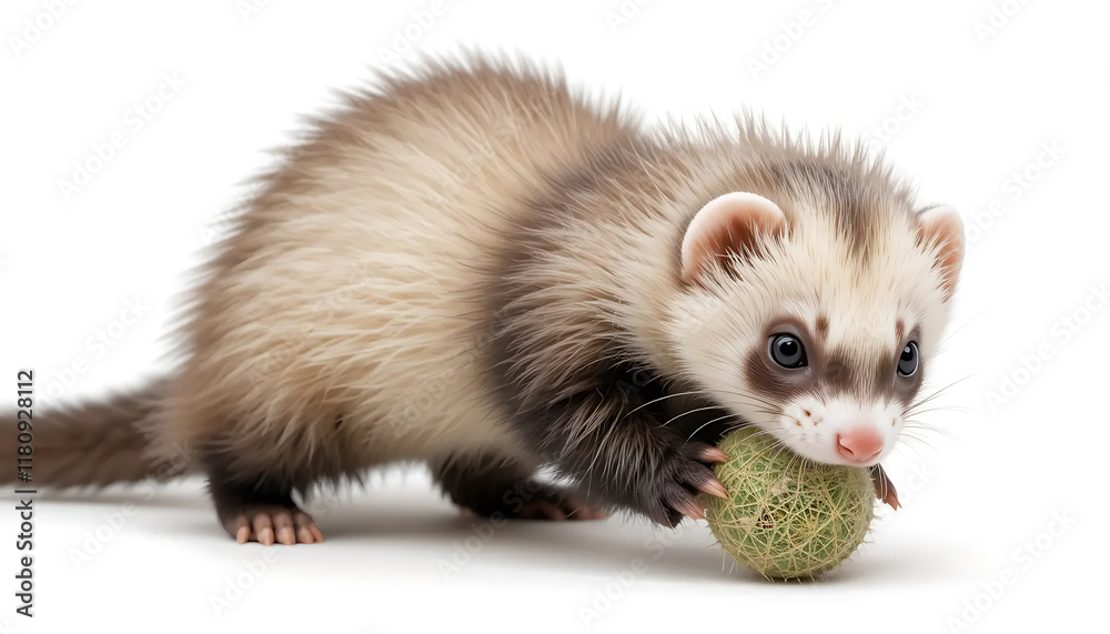 Adorable Ferret Playing with a Toy Ball Adorable Ferret Playing with a Toy Ball