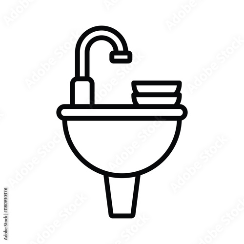 wash basin icon line vector design illustration in trendy style