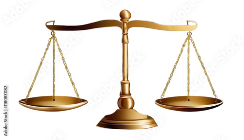 Golden Scales of Justice on white Background