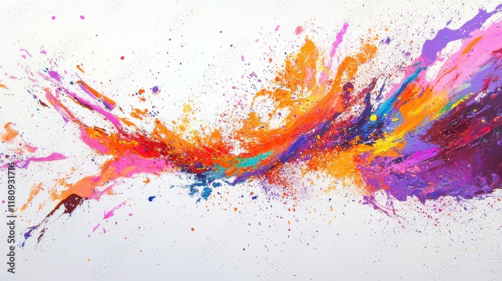 Obraz premium A vibrant splash of Holi colors exploding in mid-air on a white background, creating a mesmerizing, dynamic composition.