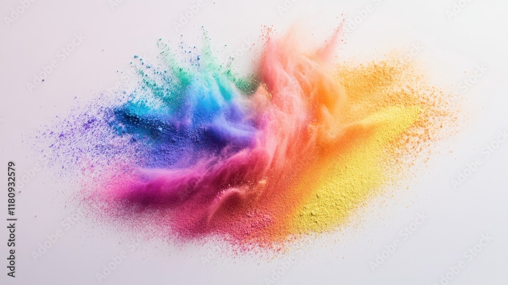 Obraz premium An abstract depiction of Holi celebration with powdered colors in swirling motion on a soft pastel background.
