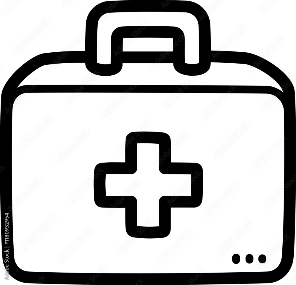 Medical kit doodle vector icon and illustration Medical kit doodle vector icon and illustration