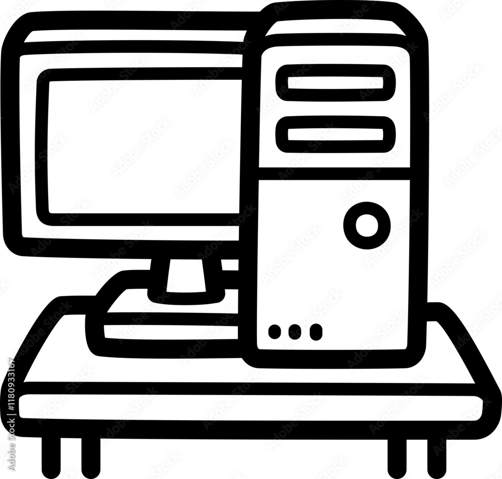 Office doodle vector icon and illustration Office doodle vector icon and illustration