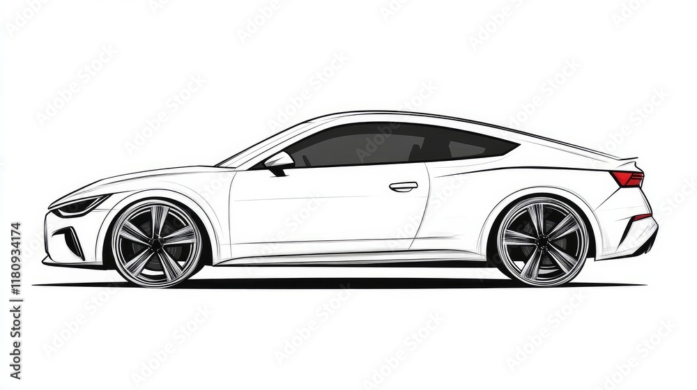 Sport car vector line sketch illustration isolated on a white background Sport car vector line sketch illustration isolated on a white background