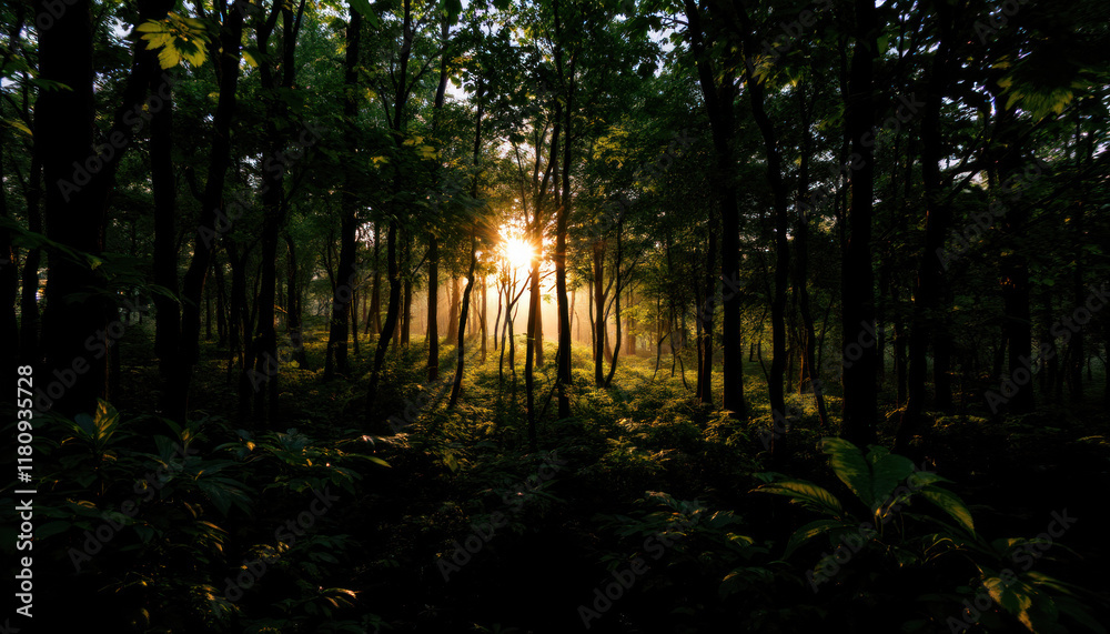 Sunrise in the Forest: A Mystical Dawn Sunrise in the Forest: A Mystical Dawn