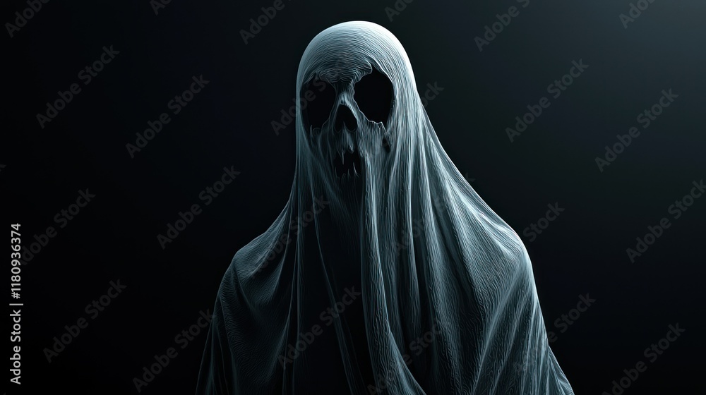 Eerie Spectral Figure Shrouded in Darkness: A Chilling Halloween Image Eerie Spectral Figure Shrouded in Darkness: A Chilling Halloween Image
