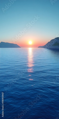 Wallpaper Mural Ocean sunset between hills. Torontodigital.ca