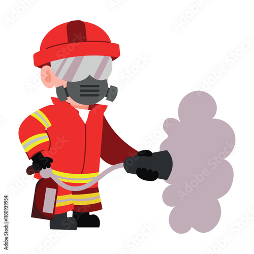 firefighter with extinguisher