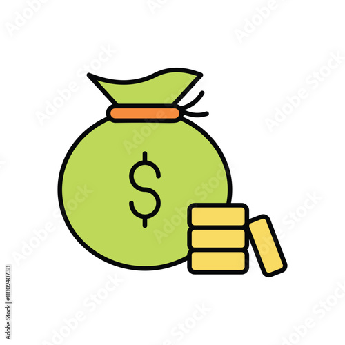 Money Bag icon isolated on a white background. Vector illustration.