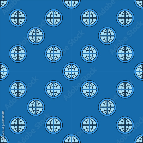 Multipolarity with Earth Globe vector blue seamless pattern