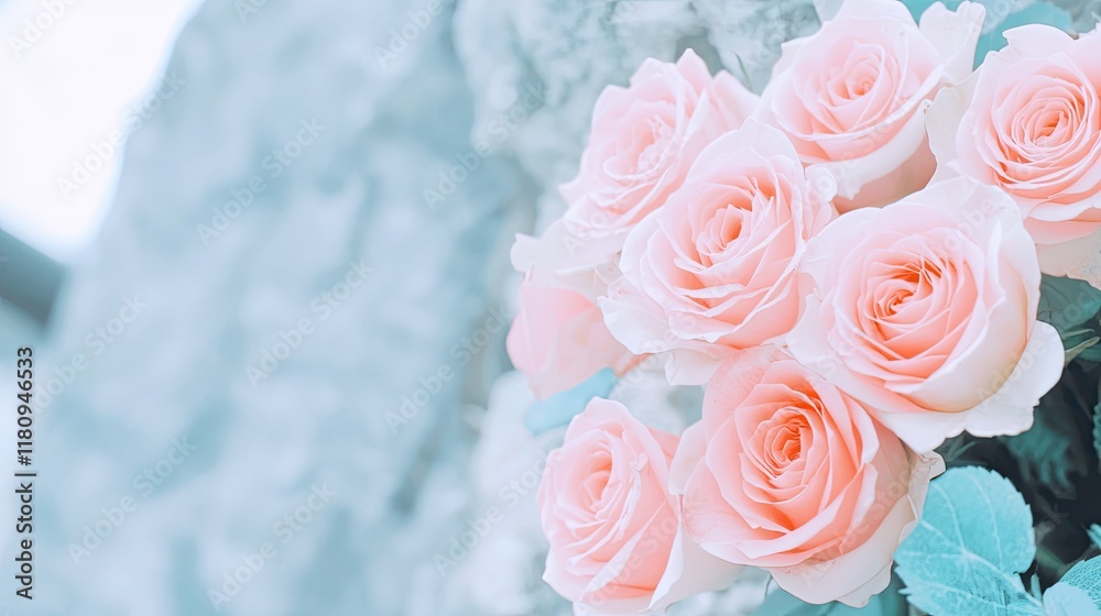 Soft Pink Roses in Bloom Against a Light Background with Subtle Stone Texture for Floral Photography Lovers Soft Pink Roses in Bloom Against a Light Background with Subtle Stone Texture for Floral Photography Lovers