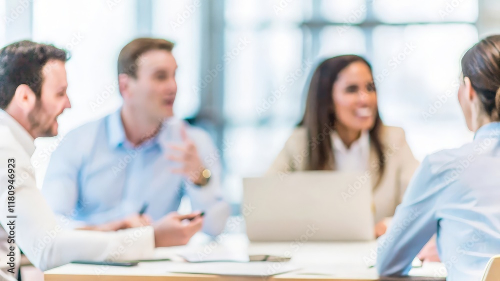A successful business team discussing important strategies with blurred office space behind.
A successful business team discussing important strategies with blurred office space behind.