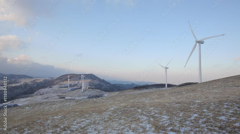 Many wind power facilities are actively operating in Korea's mountain ranges.