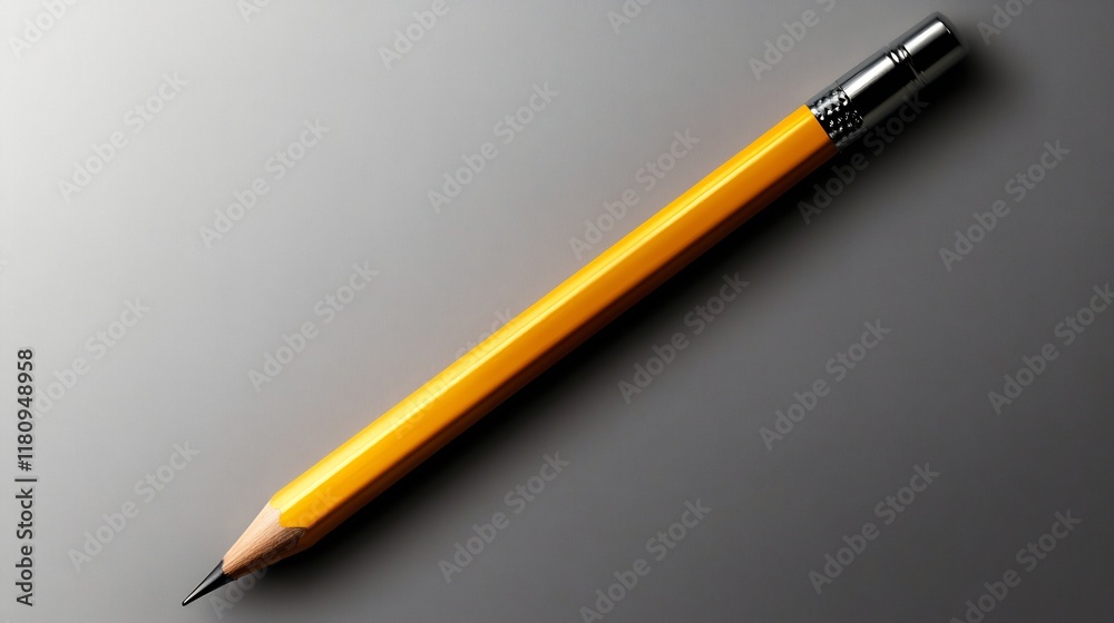 Yellow Pencil on Gray Background: A Minimalist Study in Stationery Yellow Pencil on Gray Background: A Minimalist Study in Stationery
