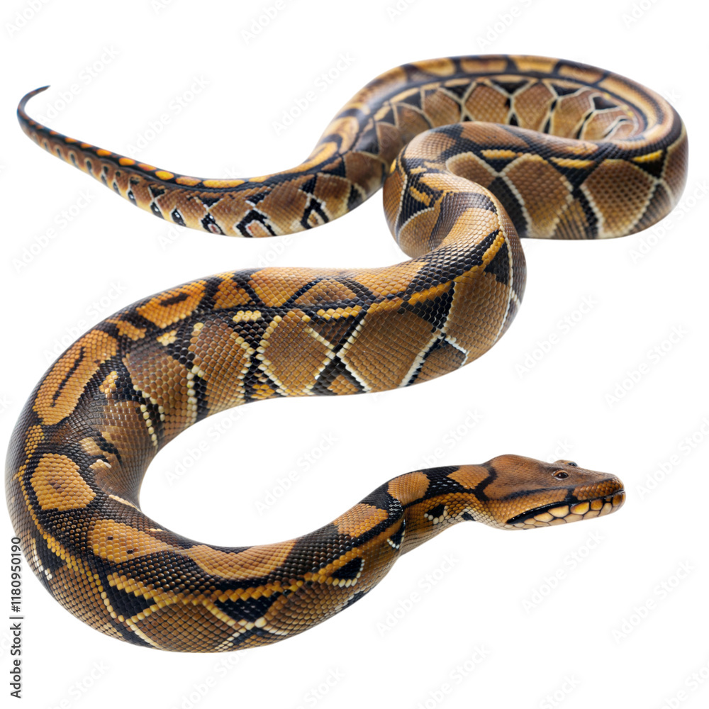 Intricate patterns of the articulated python in its natural habitat a visual journey, isolated on white or transparent background Intricate patterns of the articulated python in its natural habitat a visual journey, isolated on white or transparent background